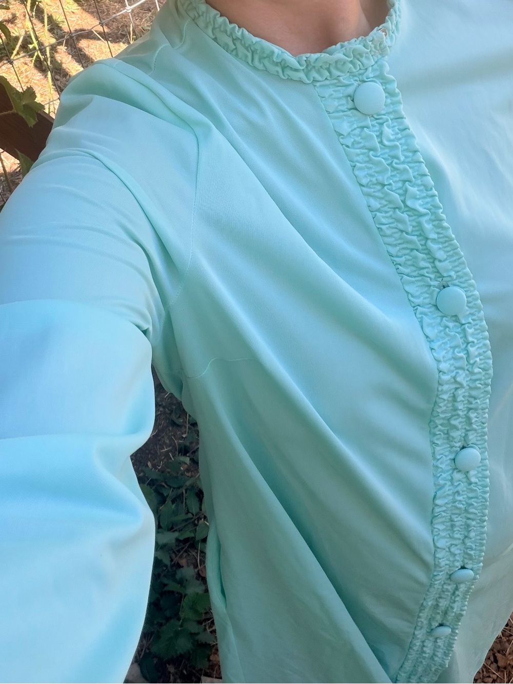 Vintage Mint Green Mini Skirt with Trim Detail
